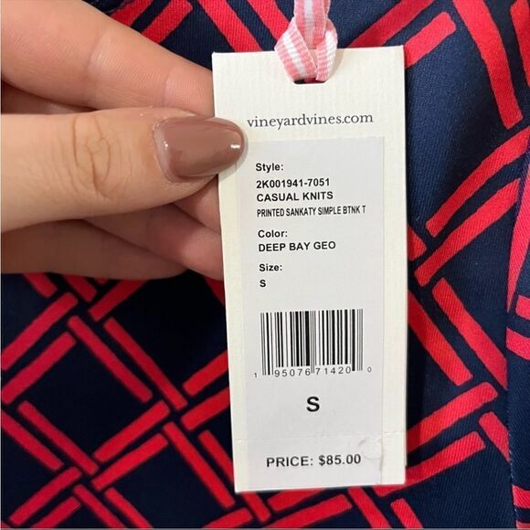 Vineyard Vines Printed Sankaty Boatneck Simple Tee Deep Bay Geo - Picture 7 of 16